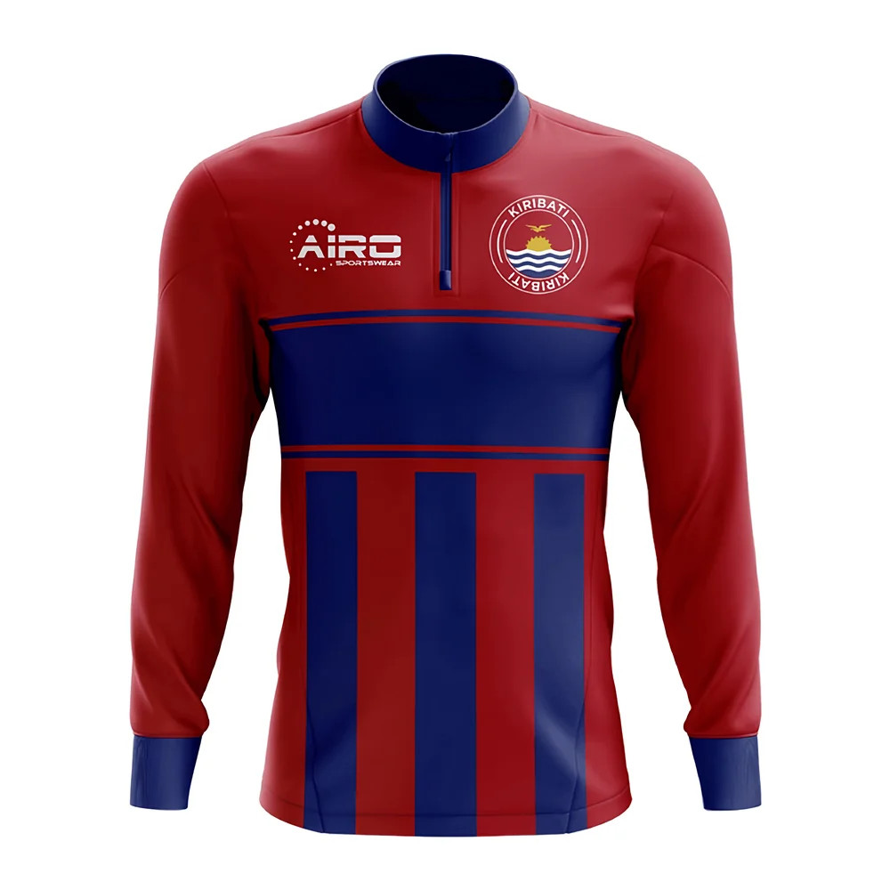 Kiribati Concept Football Half Zip Midlayer Top (Red-) Polyester Psg Made By: Airo Sportswear Men's Blue 4XL