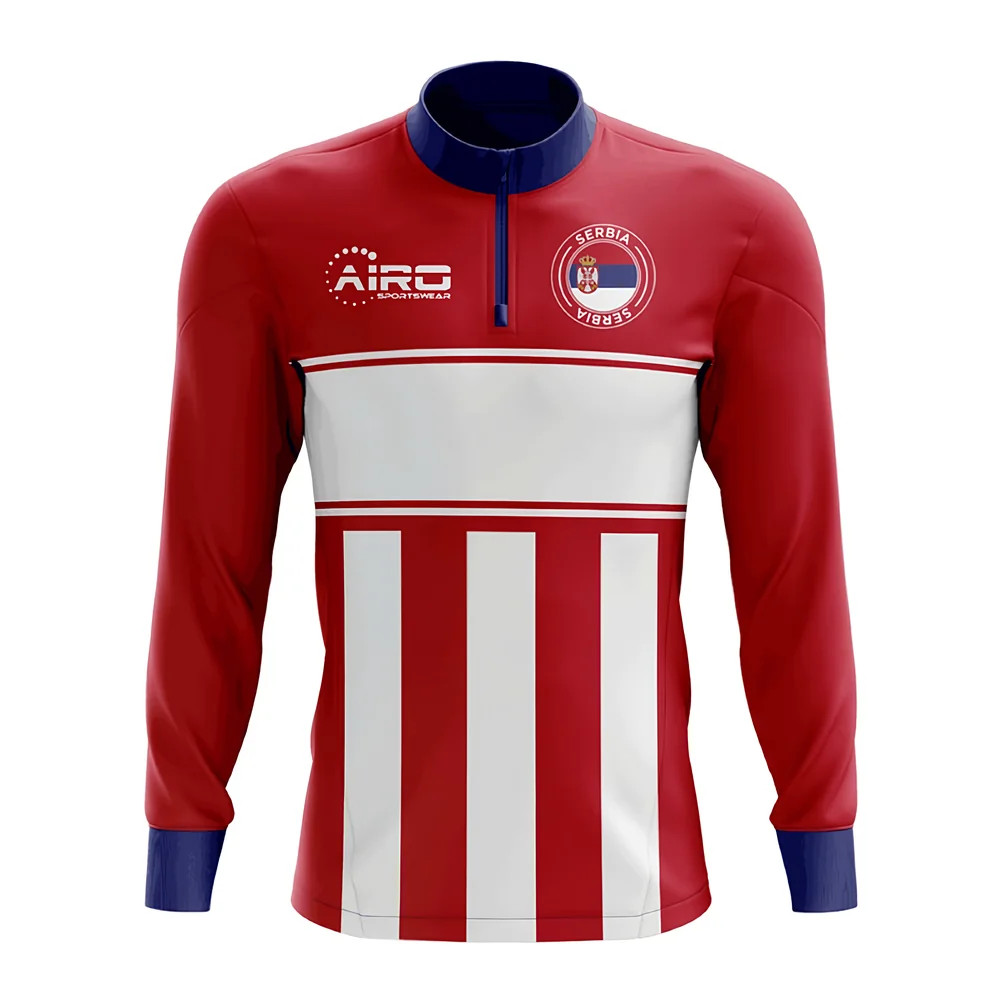 Serbia Concept Football Half Zip Midlayer Top (-White) Polyester Made By: Airo Sportswear Men's Red 5XL