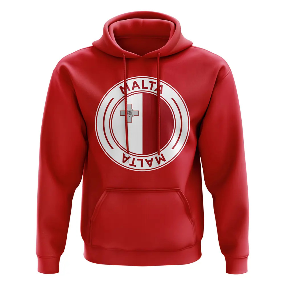 Malta Football Badge Hoodie (Red) Polyester Uksoccershop Men's Red Xxl