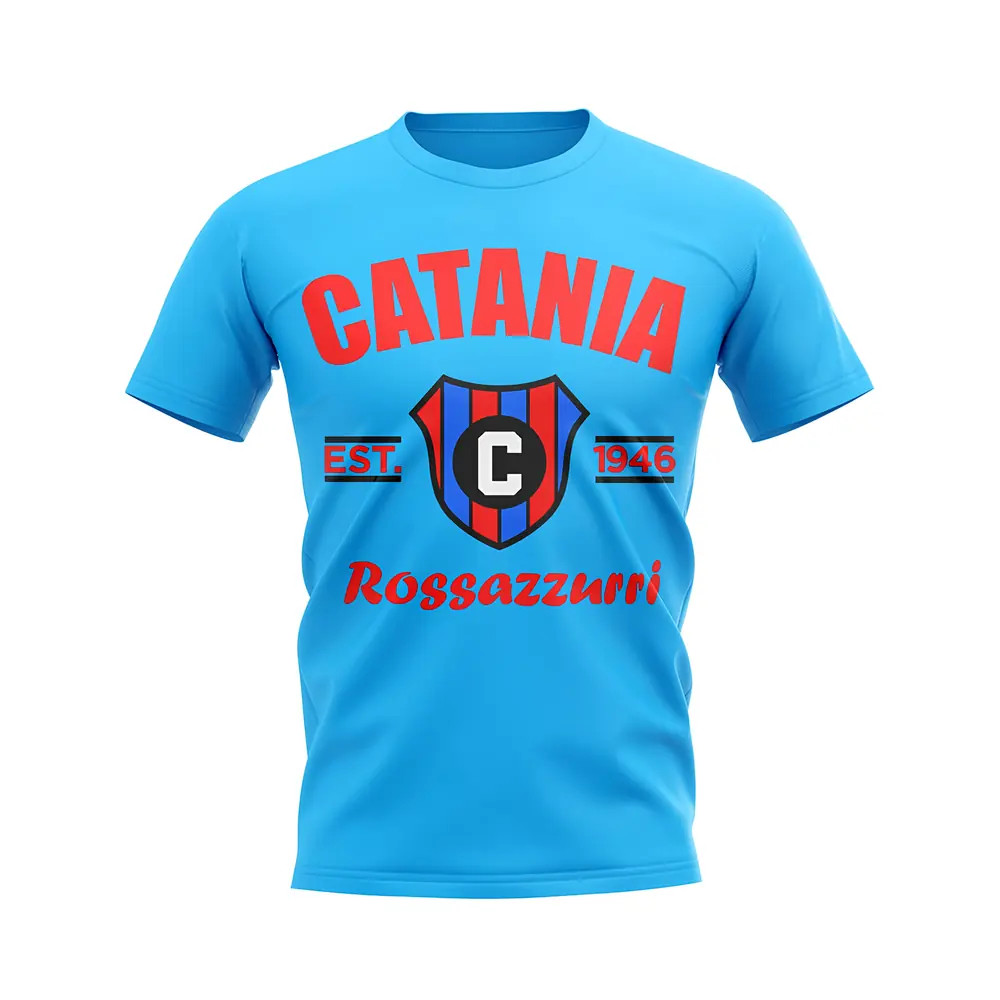 Catania Established Football T-Shirt (Sky Blue) Polyester Uksoccershop Men's Sky Blue Large