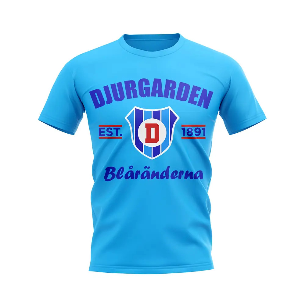 Djurgarden Established Football T-Shirt (Sky Blue) Polyester Aston Villa Uksoccershop Men's Sky Blue Large