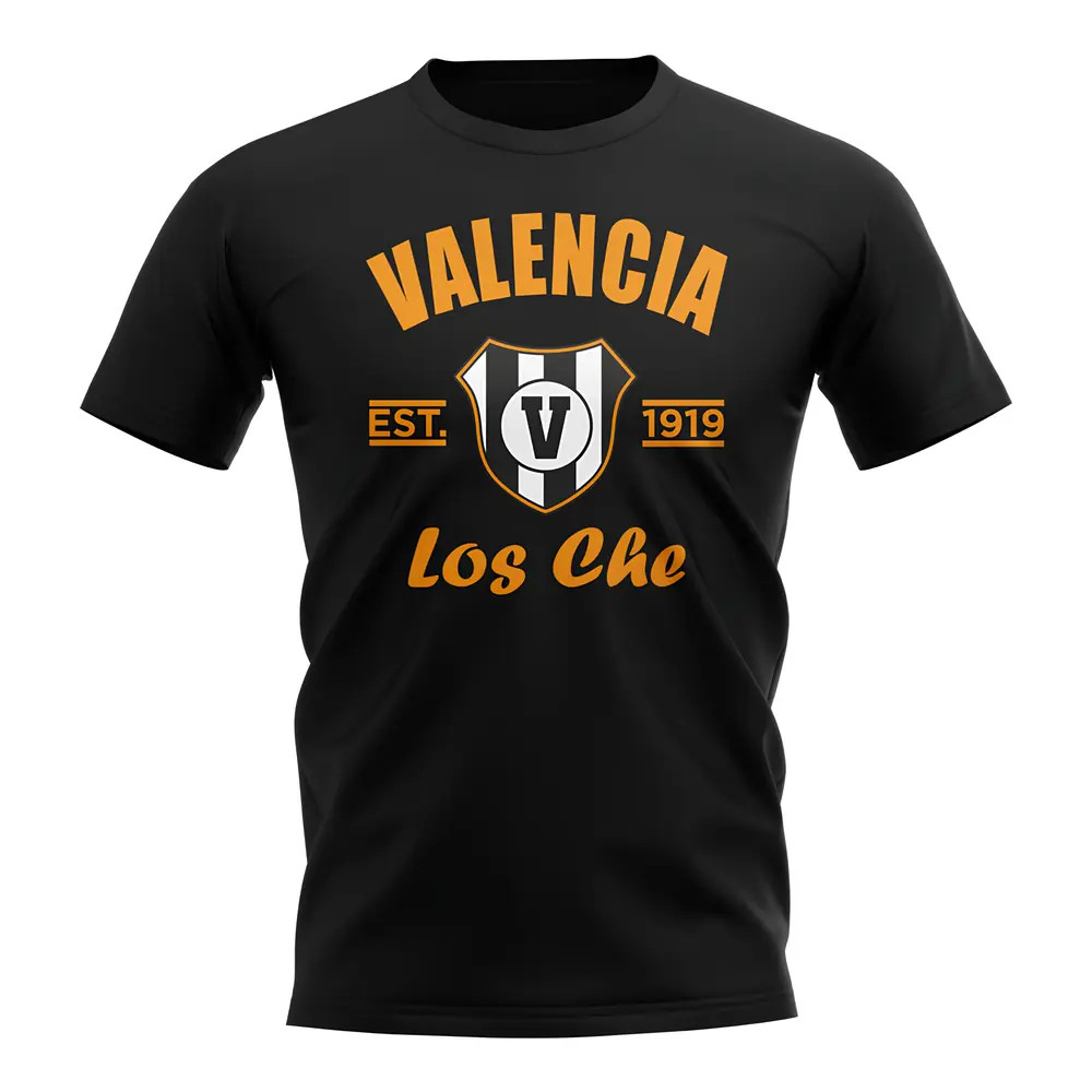 Valencia Established Football T-Shirt (Black) Polyester Uksoccershop Men's Black Extra Large