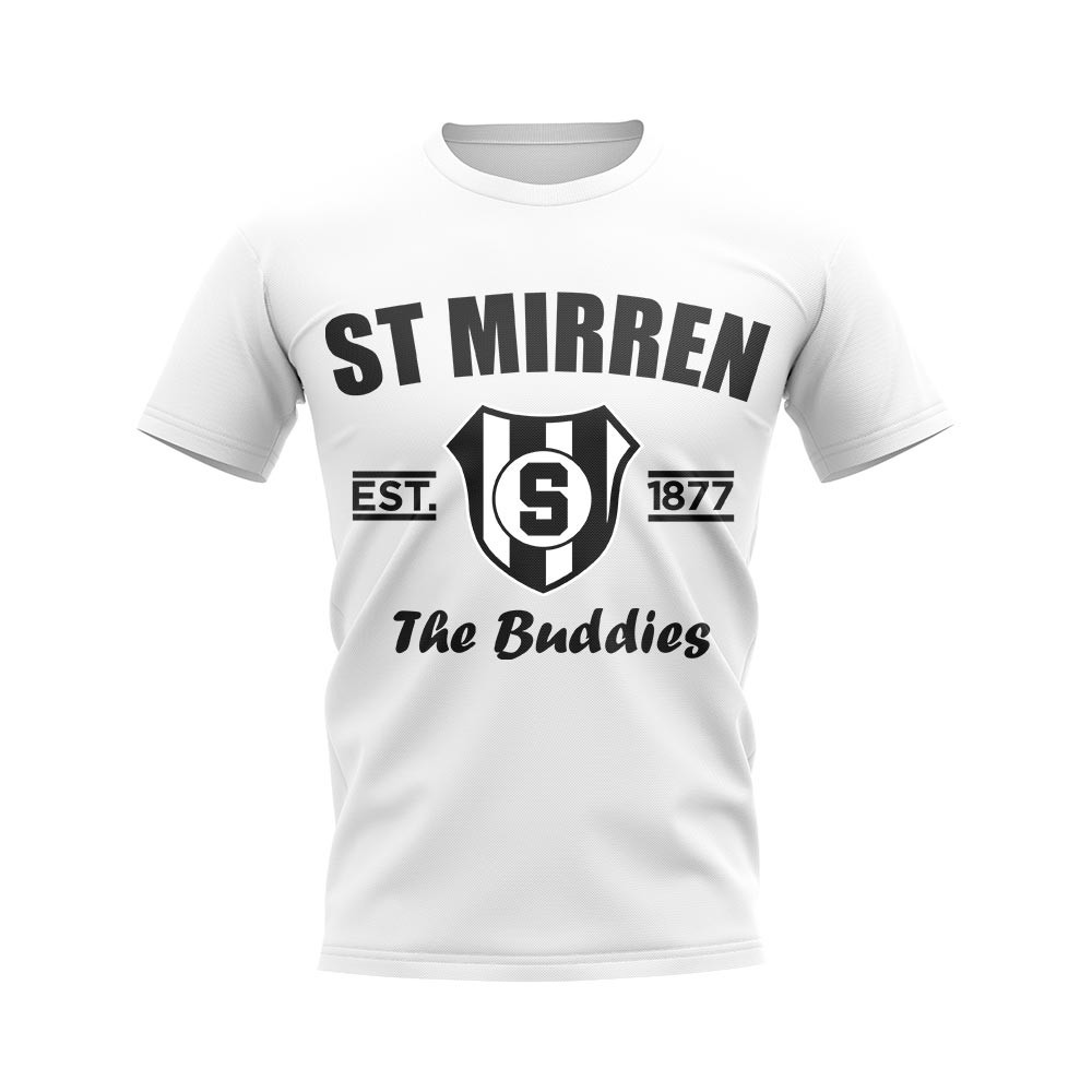 St Mirren Established Football T-Shirt (White) Polyester Uksoccershop Men's White Medium