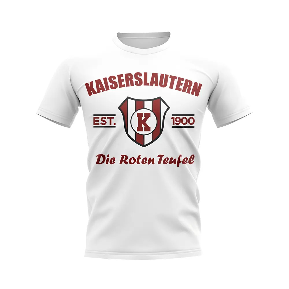 Kaiserslautern Established Football T-Shirt (White) Polyester Uksoccershop Men's White Extra Large