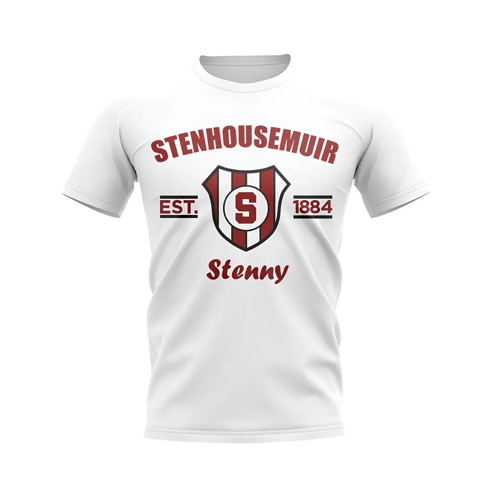 Stenhousemuir Established Football T-Shirt (White) Polyester Aston Villa Uksoccershop Men's White Large