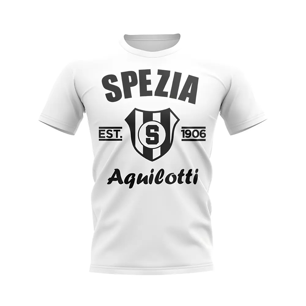 Spezia Established Football T-Shirt (White) Polyester Uksoccershop Men's White Large
