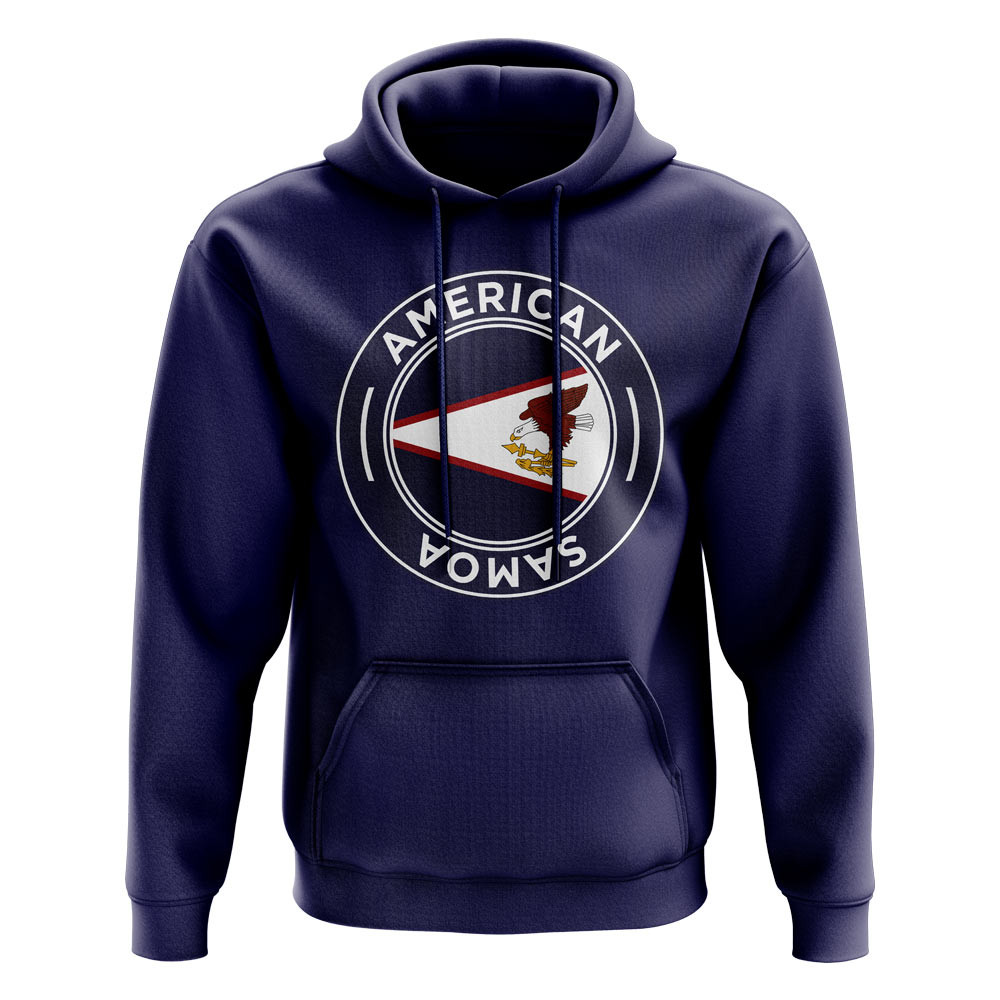 American Samoa Football Badge Hoodie (Navy) Polyester Uksoccershop Men's Navy Xxl