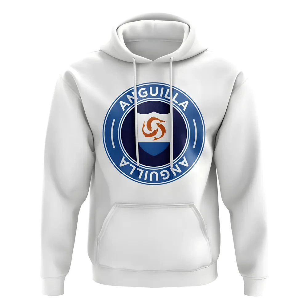 Anguilla Football Badge Hoodie (White) Polyester Uksoccershop Men's White Medium