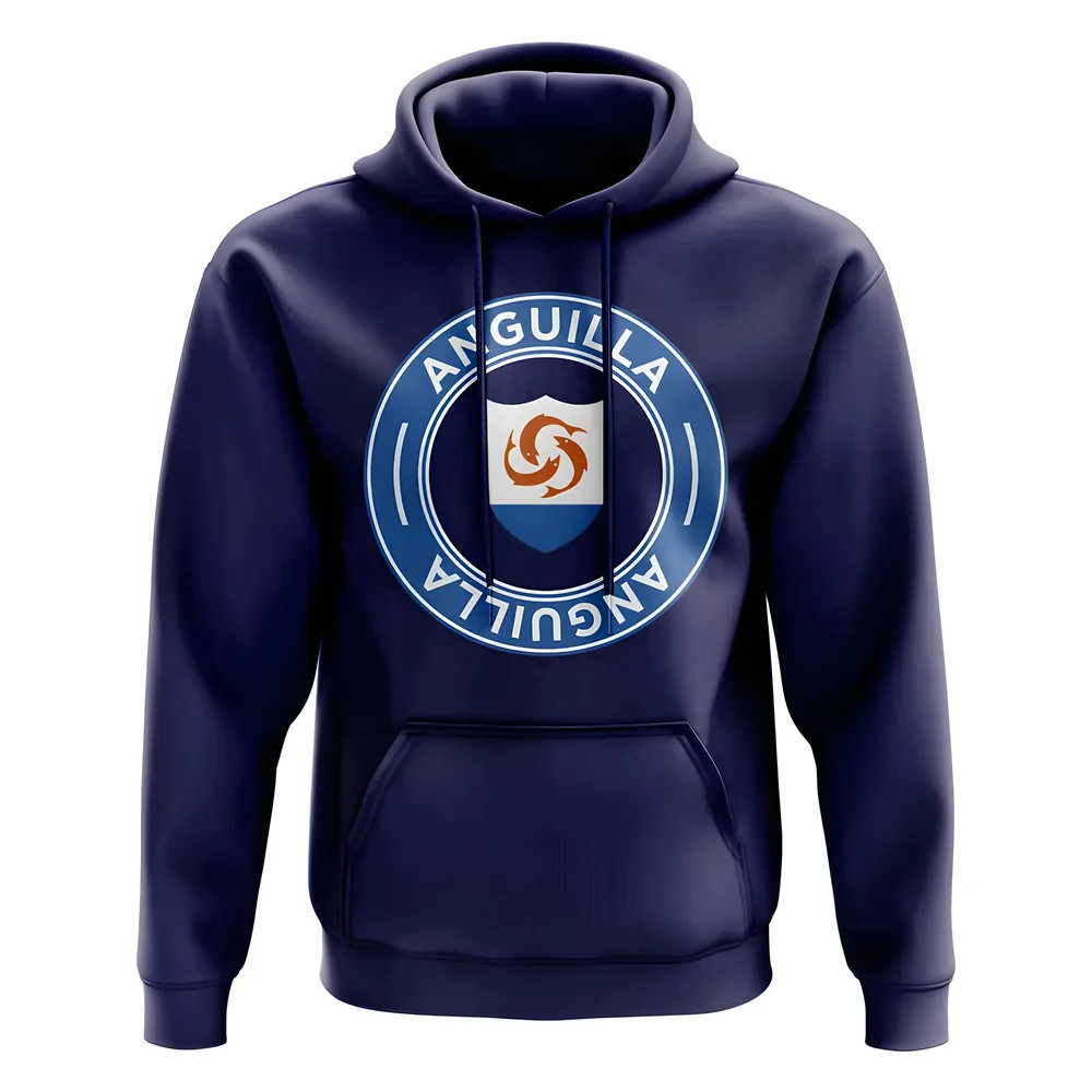 Anguilla Football Badge Hoodie (Navy) Polyester Uksoccershop Men's Navy Medium