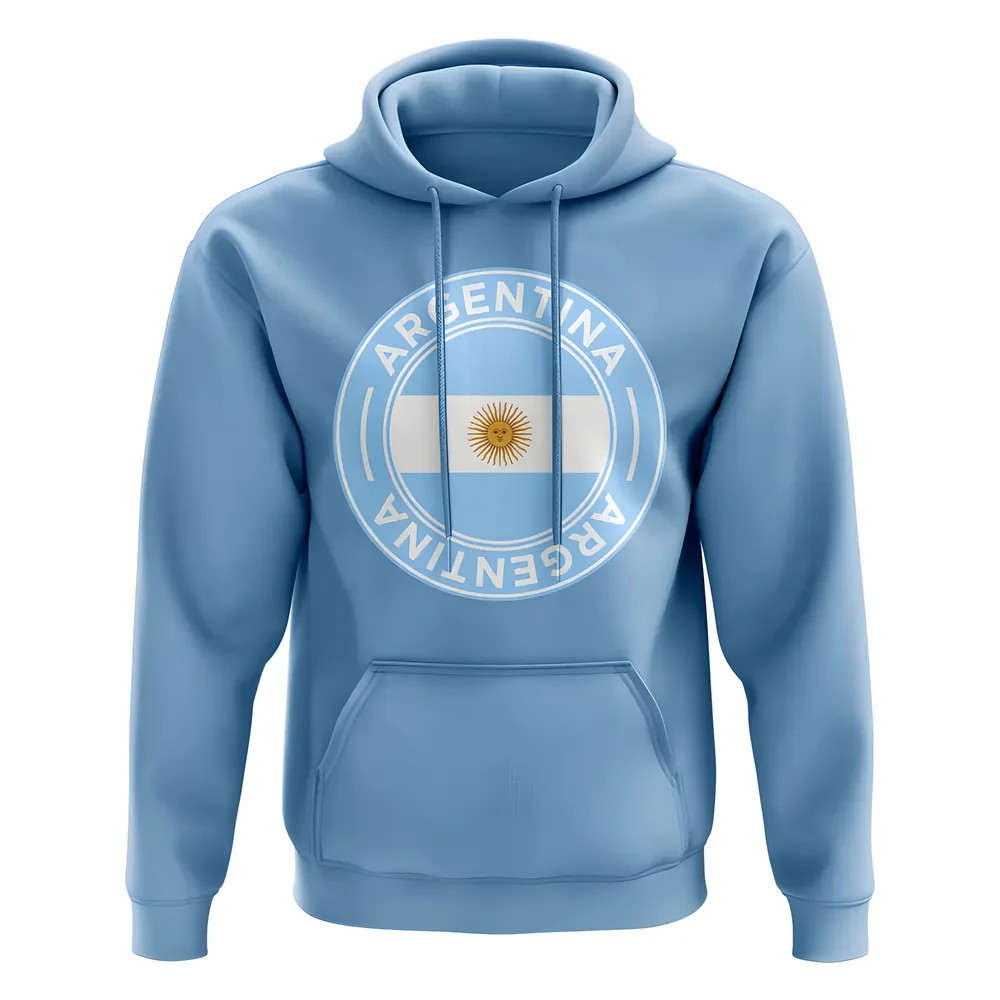 Argentina Football Badge Hoodie (Sky) Polyester Uksoccershop Men's Sky Xxl
