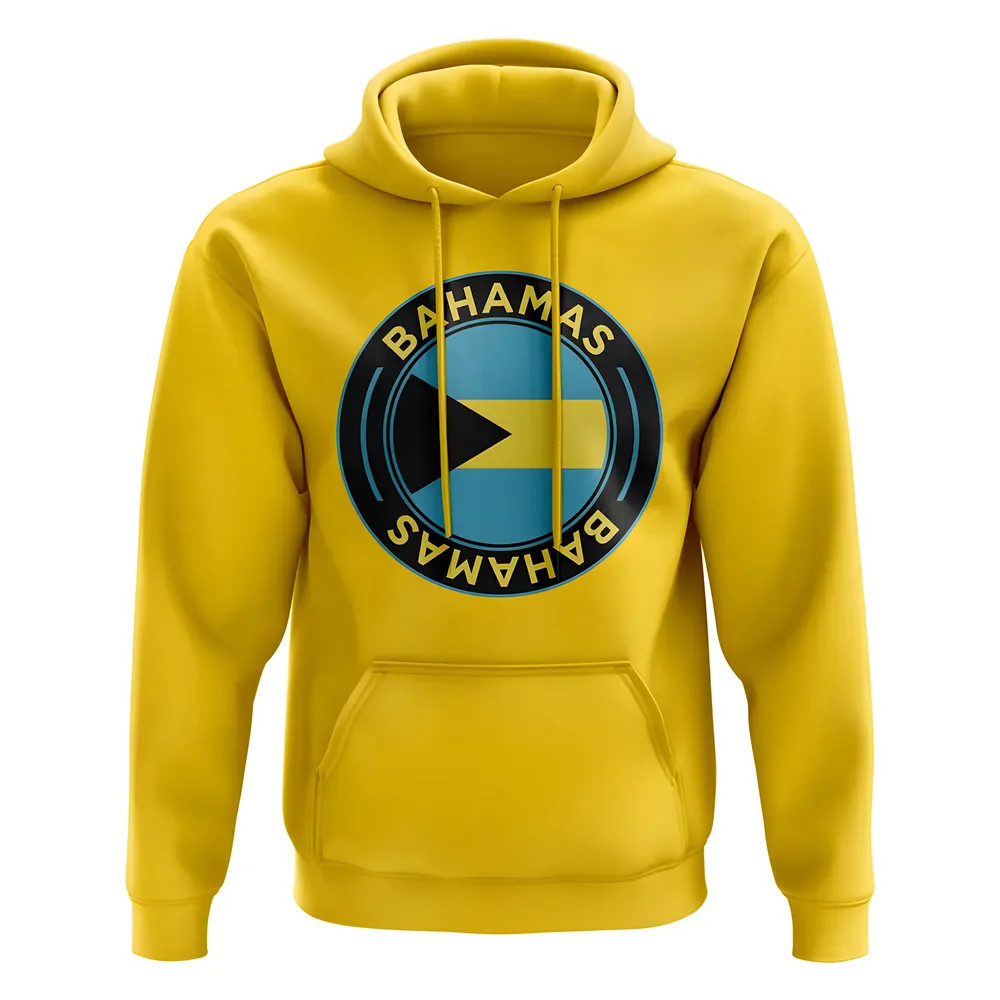 Bahamas Football Badge Hoodie (Yellow) Polyester Uksoccershop Men's Yellow Extra Large