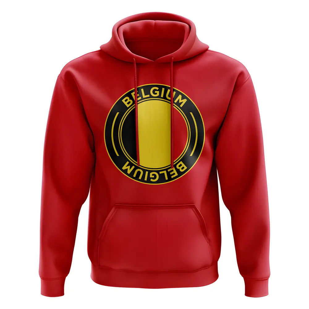 Belgium Football Badge Hoodie (Red) Polyester Uksoccershop Men's Red Extra Small