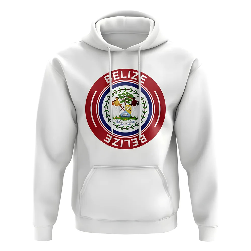Belize Football Badge Hoodie (White) Polyester Uksoccershop Men's White Small