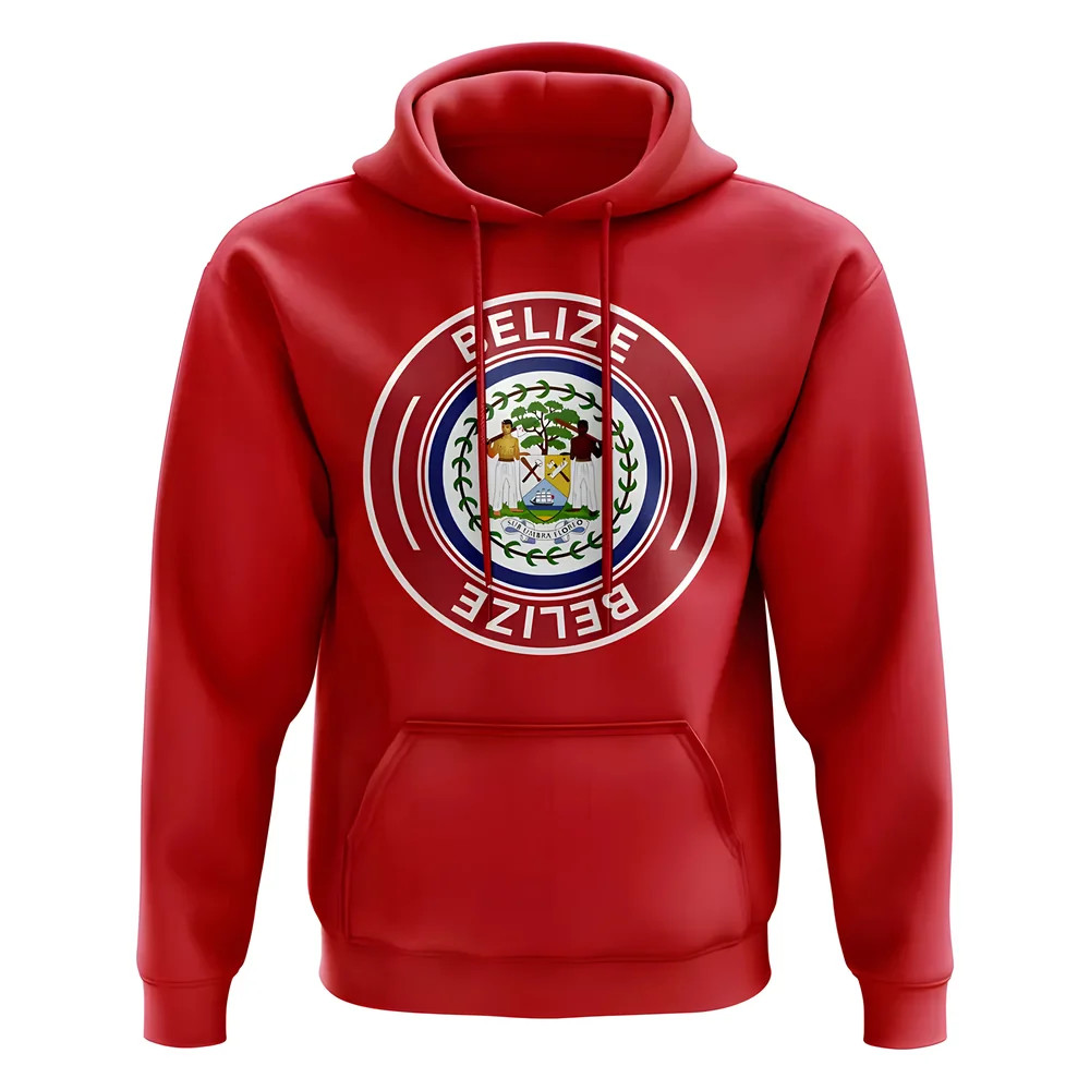 Belize Football Badge Hoodie (Red) Polyester Uksoccershop Men's Red Xxl