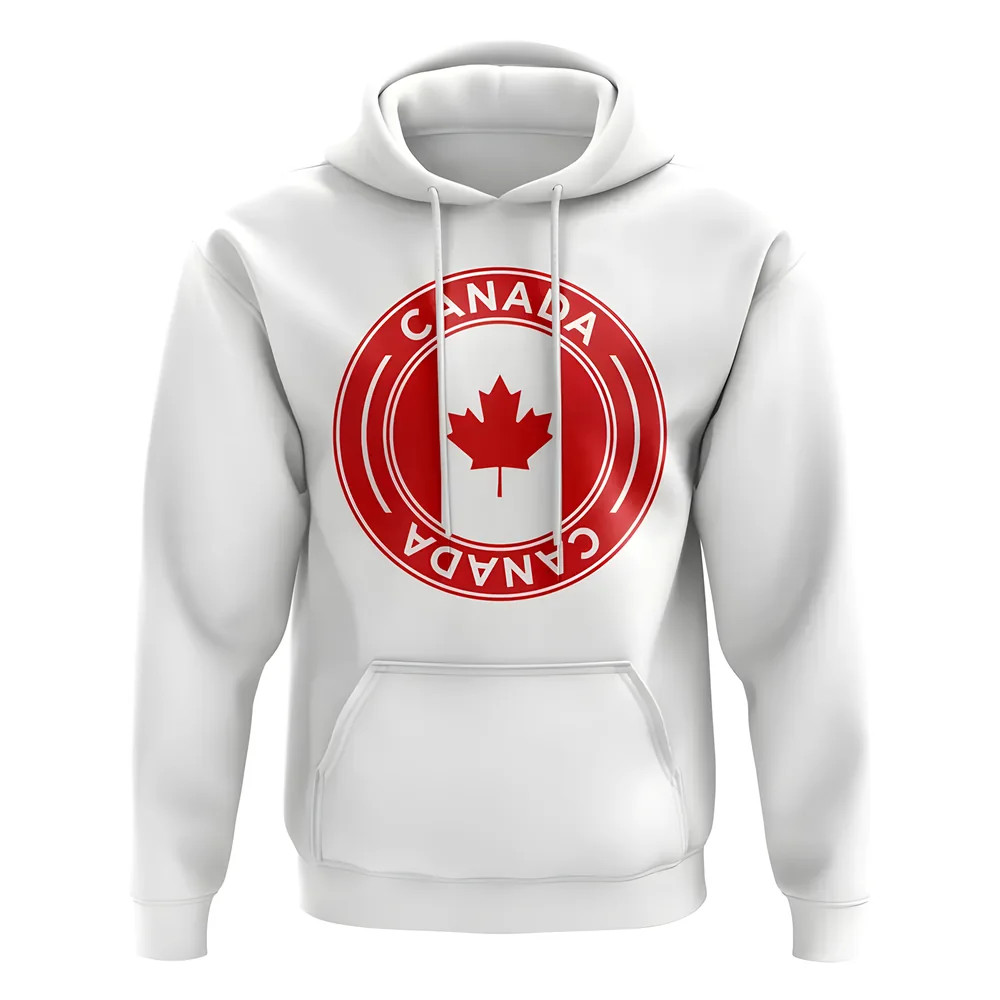 Canada Football Badge Hoodie (White) Polyester Uksoccershop Men's White Xxl