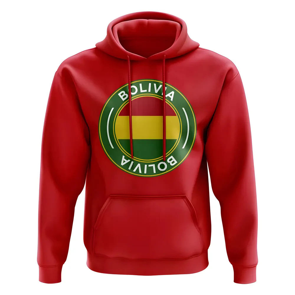 Bolivia Football Badge Hoodie (Red) Polyester Uksoccershop Men's Red Medium