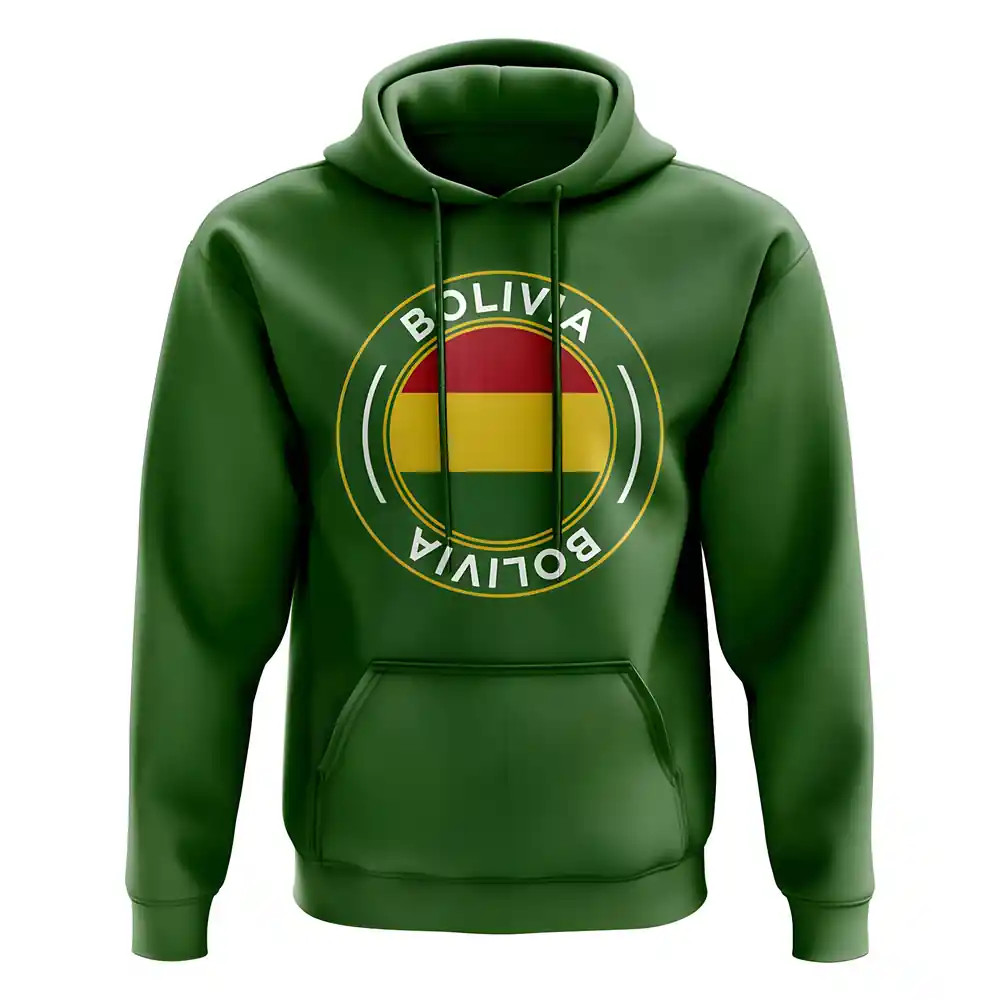 Bolivia Football Badge Hoodie (Green) Polyester Uksoccershop Men's Green Medium