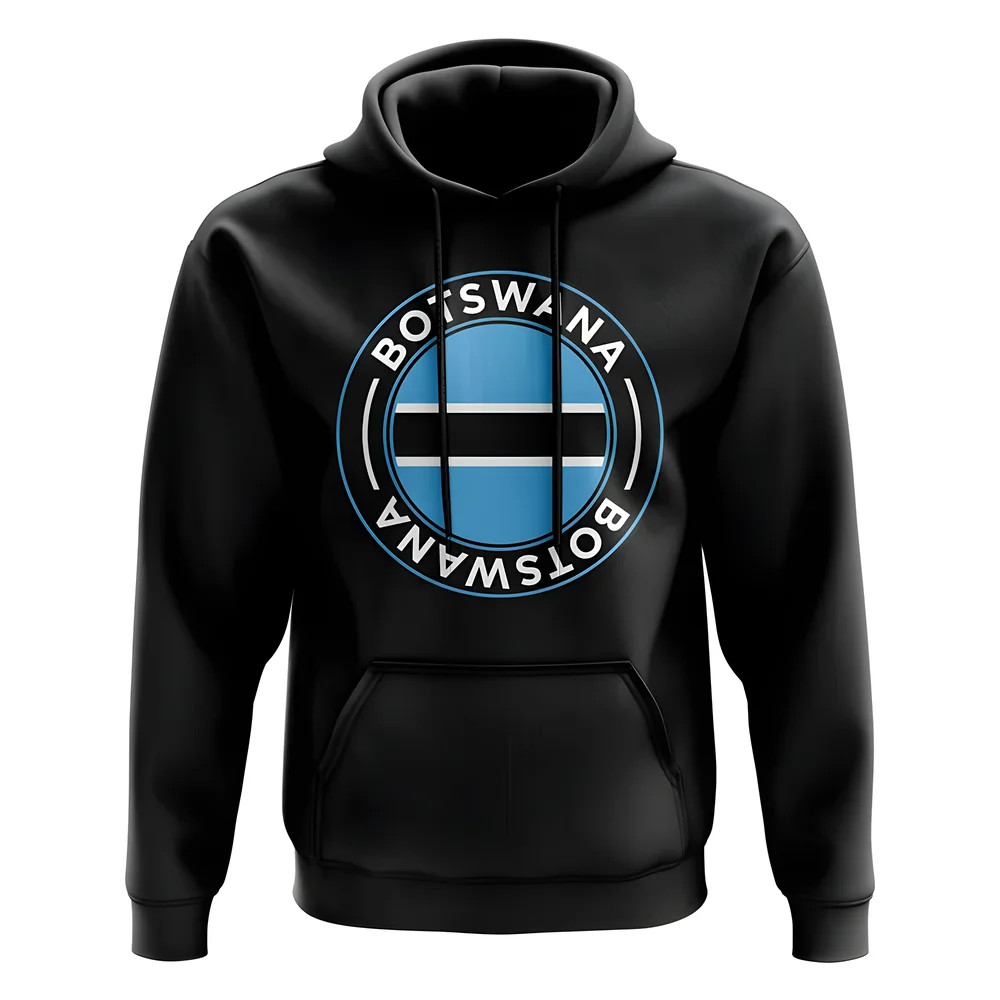 Botswana Football Badge Hoodie (Black) Polyester Uksoccershop Men's Black Extra Large