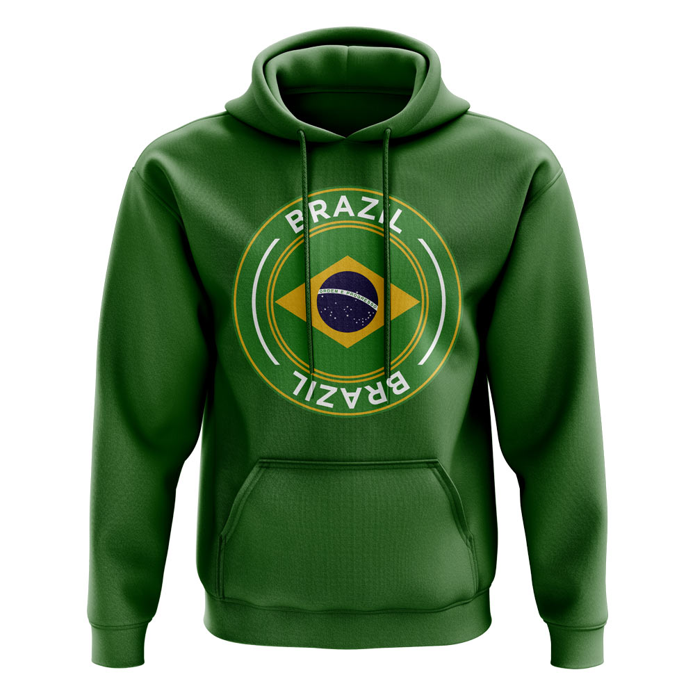 Click to view product details and reviews for Brazil Football Badge Hoodie Green.