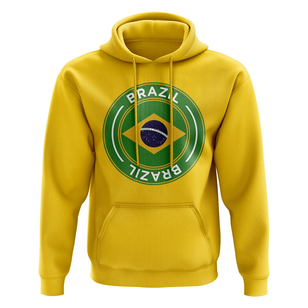 Click to view product details and reviews for Brazil Football Badge Hoodie Yellow.