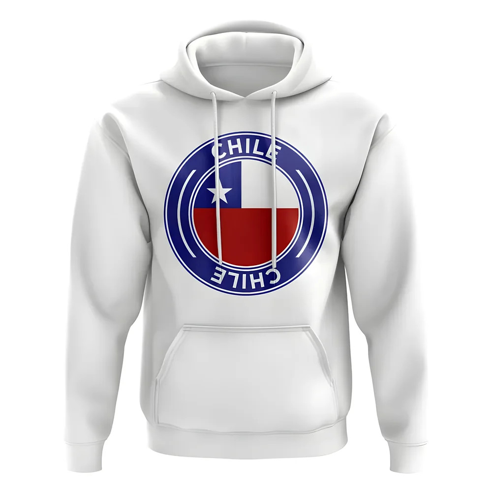 Chile Football Badge Hoodie (White) Polyester Uksoccershop Men's White Large