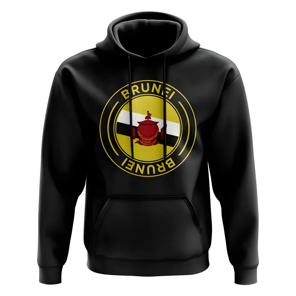 Brunei Football Badge Hoodie (Black) Polyester Uksoccershop Men's Black Medium