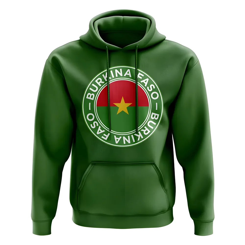 Burkina Faso Football Badge Hoodie (Green) Polyester Uksoccershop Men's Green Extra Small