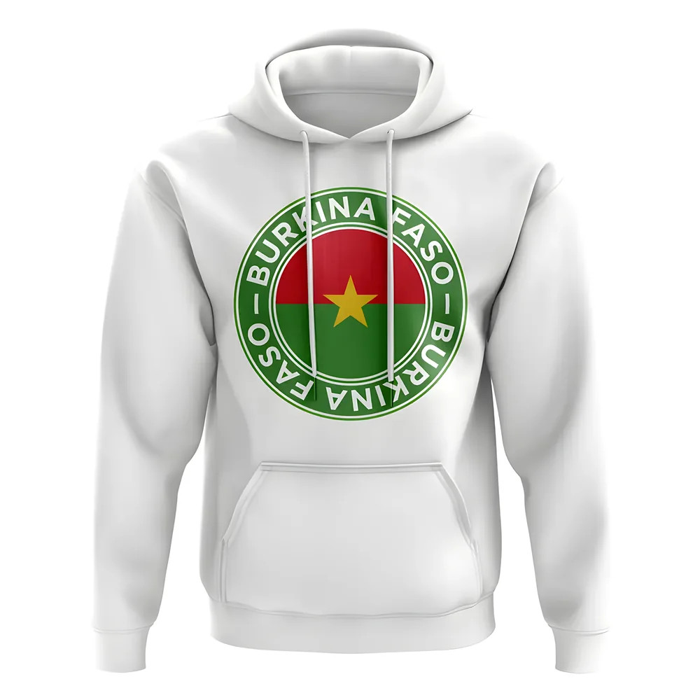 Burkina Faso Football Badge Hoodie (White) Polyester Uksoccershop Men's White Extra Large