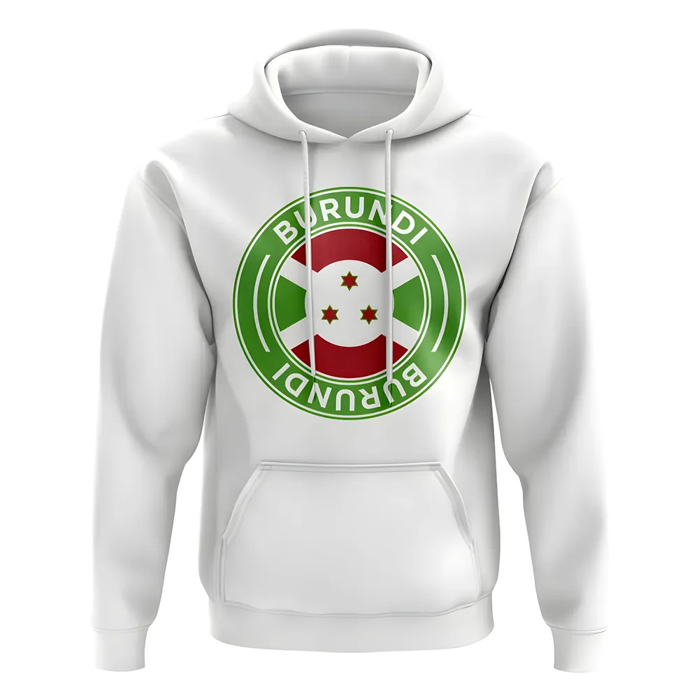 Burundi Football Badge Hoodie (White) Polyester Uksoccershop Men's White Medium