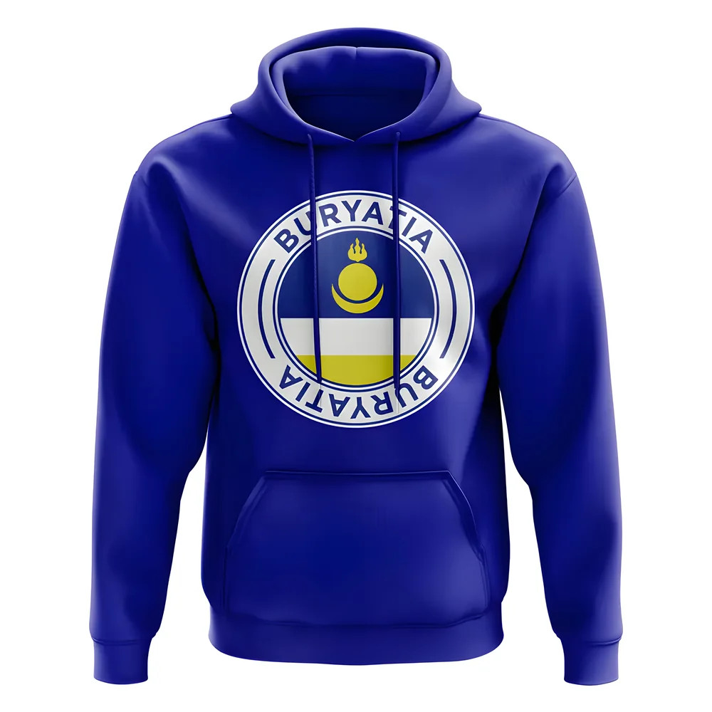 Buryatia Football Badge Hoodie (Royal) Polyester Uksoccershop Men's Blue Extra Large