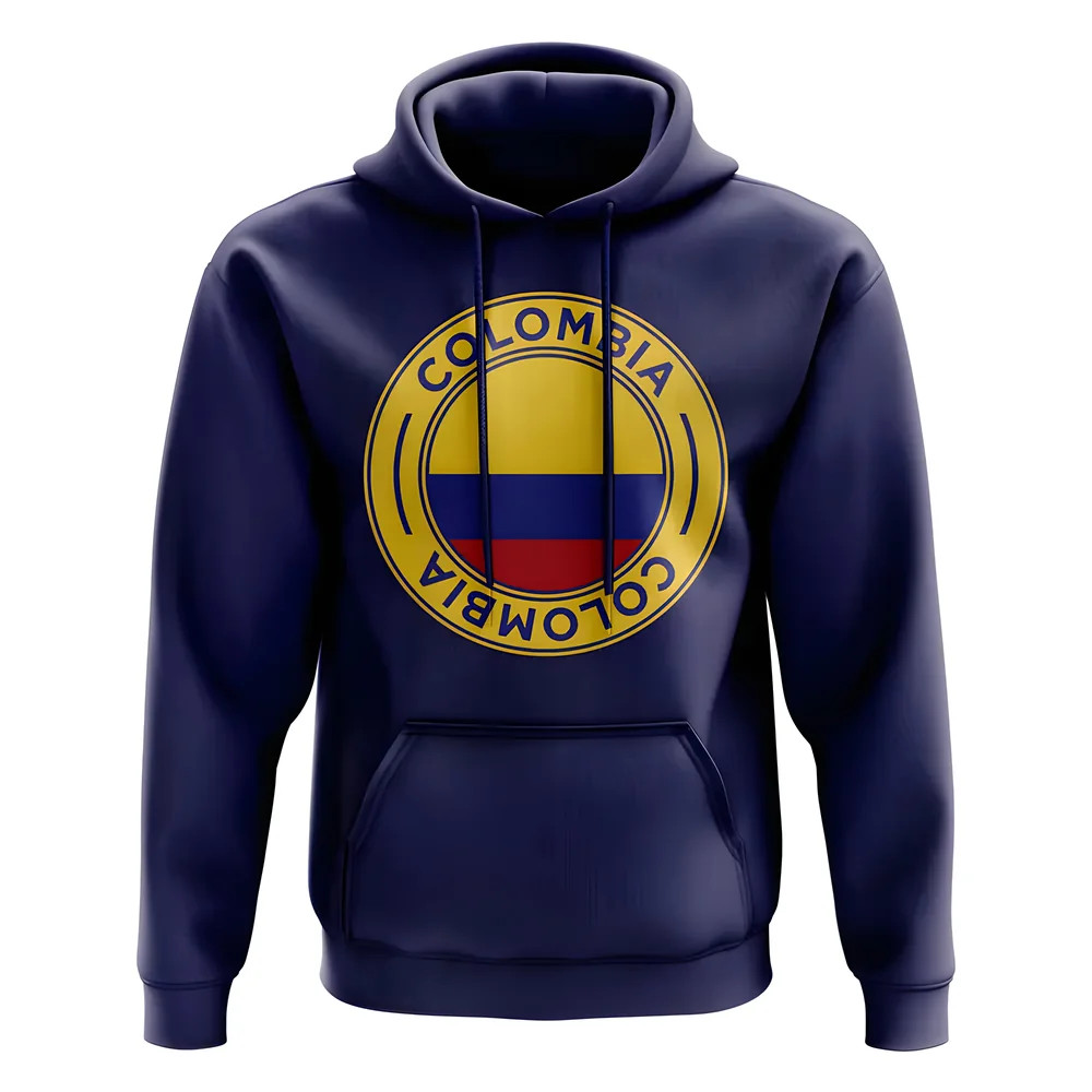 Colombia Football Badge Hoodie (Navy) Polyester Uksoccershop Men's Navy Medium