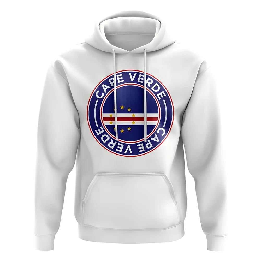 Cape Verde Football Badge Hoodie (White) Polyester Uksoccershop Men's White Xxl