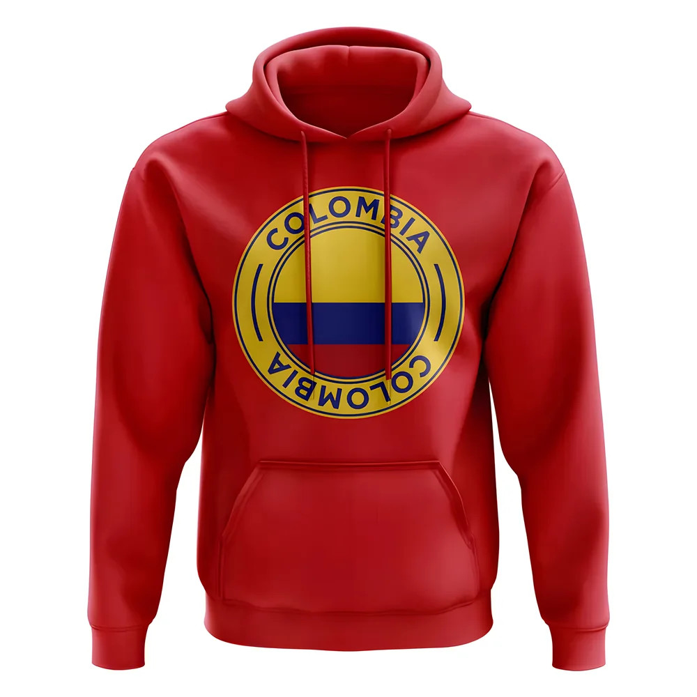 Colombia Football Badge Hoodie (Red) Polyester Uksoccershop Men's Red Medium