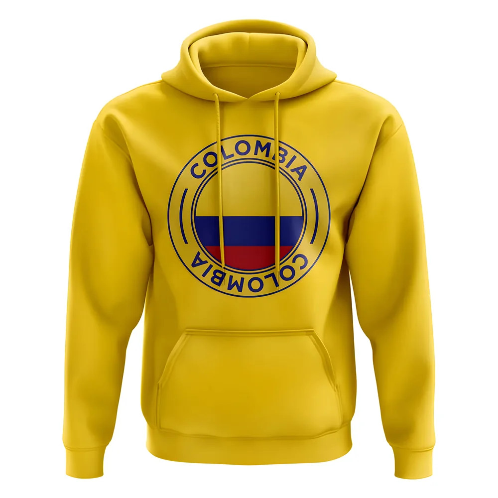Colombia Football Badge Hoodie (Yellow) Polyester Uksoccershop Men's Yellow Large