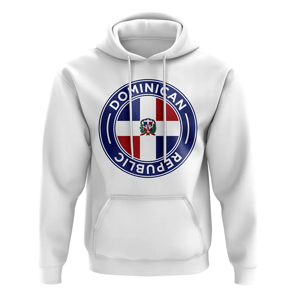 Dominican Republic Football Badge Hoodie (White) Polyester Uksoccershop Men's White Extra Small