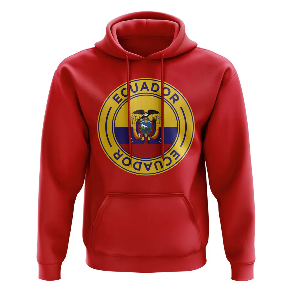 Ecuador Football Badge Hoodie (Red) Polyester Uksoccershop Men's Red Extra Small