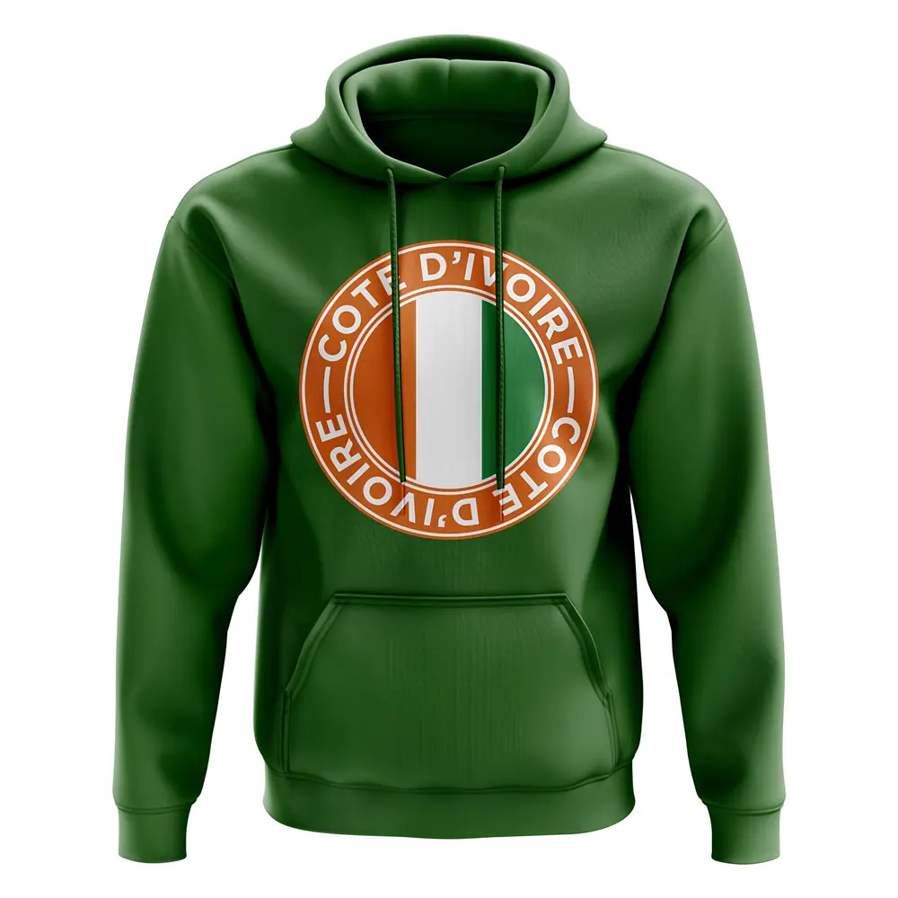 Côte D’ivoire Football Badge Hoodie (Green) Polyester Ivory Coast Uksoccershop Men's Green Xxl