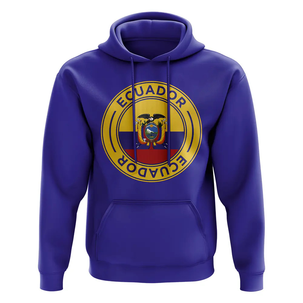 Ecuador Football Badge Hoodie (Royal) Polyester Uksoccershop Men's Blue Small