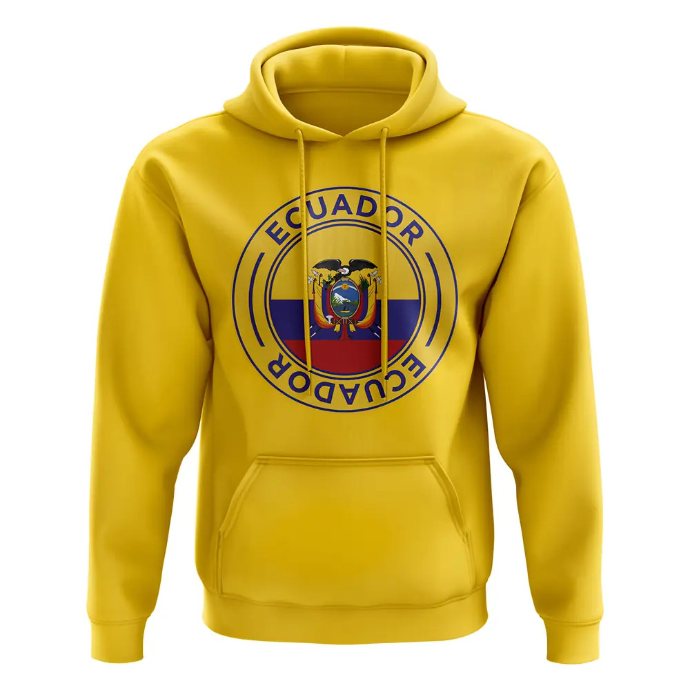 Ecuador Football Badge Hoodie (Yellow) Polyester Uksoccershop Men's Yellow Extra Large