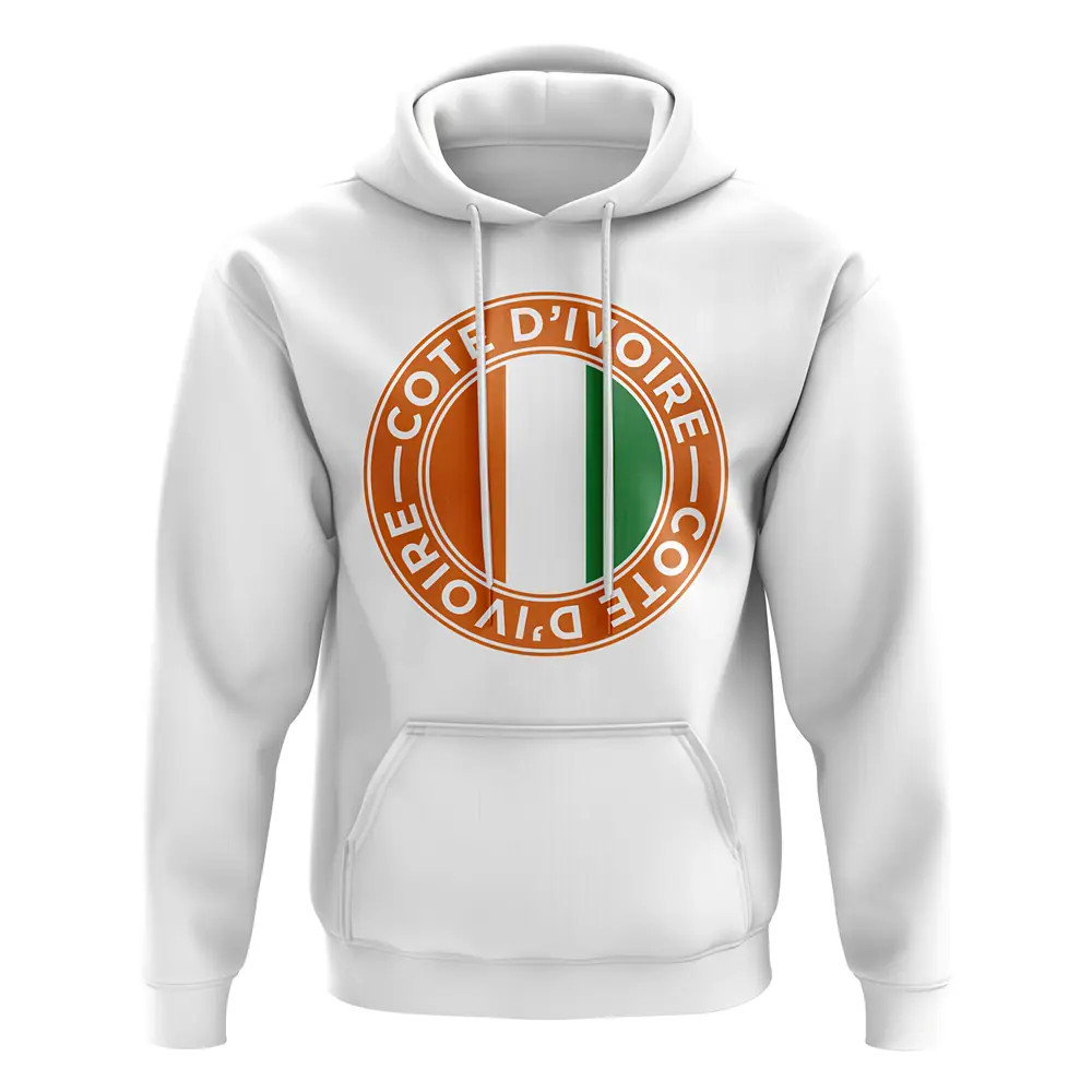 Côte D’ivoire Football Badge Hoodie (White) Polyester Ivory Coast Uksoccershop Men's White Large