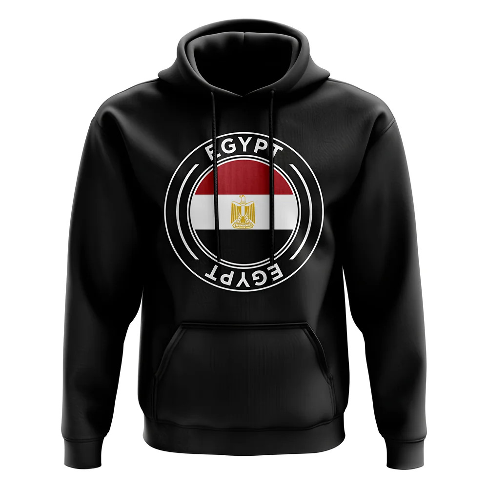 Egypt Football Badge Hoodie (Black) Polyester Uksoccershop Men's Black Small