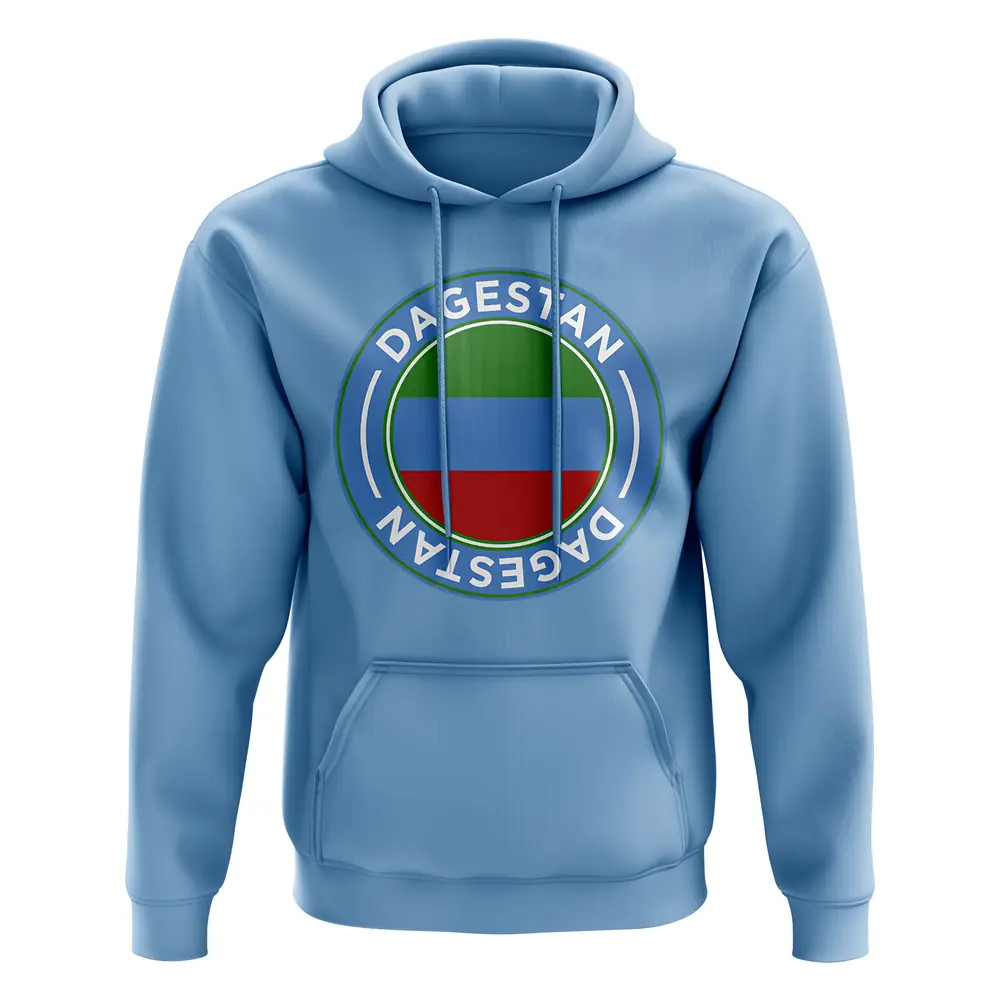 Dagestan Football Badge Hoodie (Sky) Polyester Newcastle Uksoccershop Men's Sky Blue Extra Large
