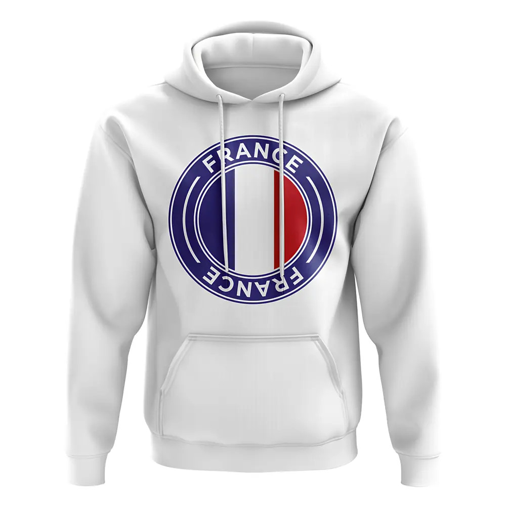 France Football Badge Hoodie (White) Polyester Uksoccershop Men's White Large