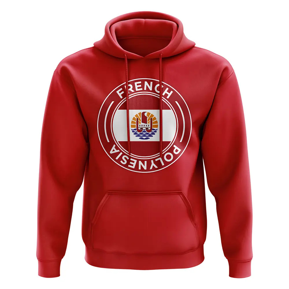 French Polynesia Football Badge Hoodie (Red) Polyester Newcastle Uksoccershop Men's Red Large