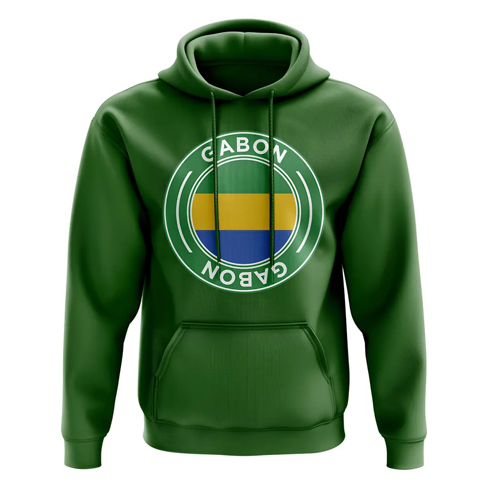 Gabon Football Badge Hoodie (Green) Polyester Uksoccershop Men's Green Medium