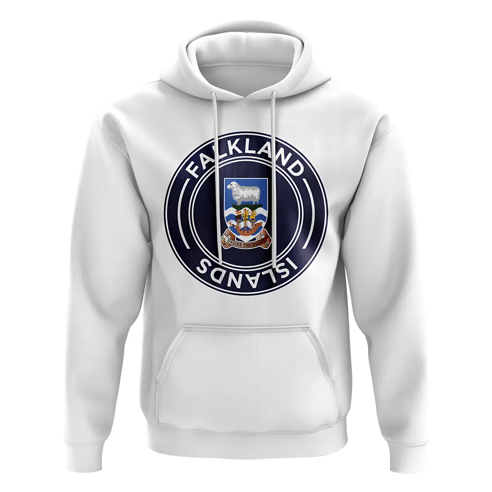 Falkland Islands Football Badge Hoodie (White) Polyester Newcastle Uksoccershop Men's White Extra Small