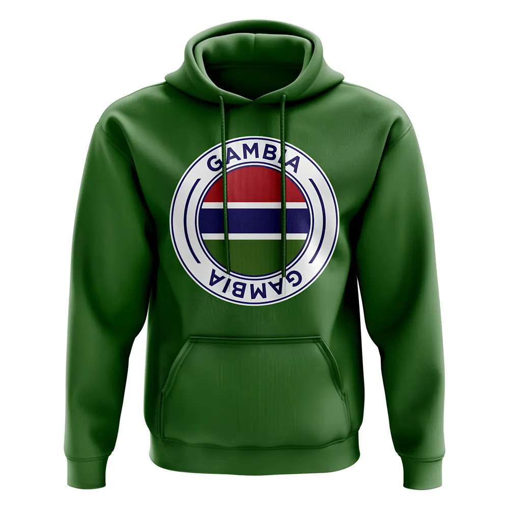 Gambia Football Badge Hoodie (Green) Polyester Uksoccershop Men's Green Extra Small