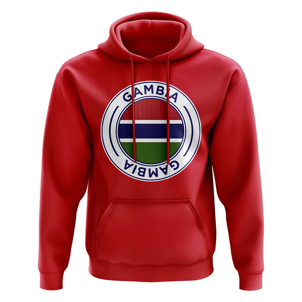 Gambia Football Badge Hoodie (Red) Polyester Uksoccershop Men's Red Extra Small