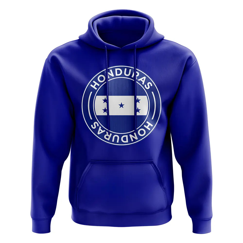 Honduras Football Badge Hoodie (Royal) Polyester Azerbaijan Uksoccershop Men's Blue Medium