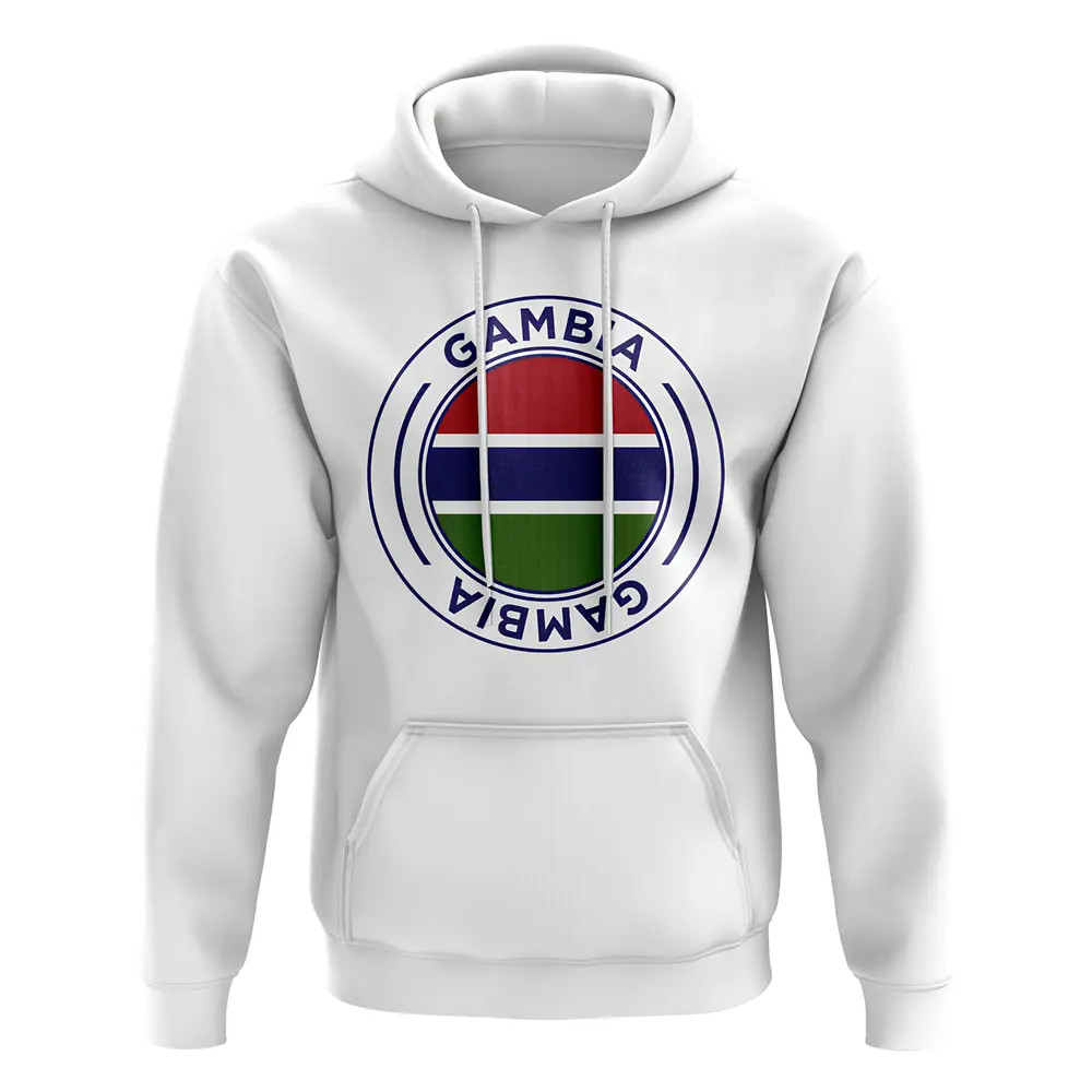Gambia Football Badge Hoodie (White) Polyester Uksoccershop Men's White Extra Large